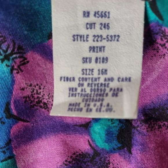 Vintage‎ Special Effects Tropical Floral Print Short Sleeve Dress Sz 16M - Picture 9 of 11